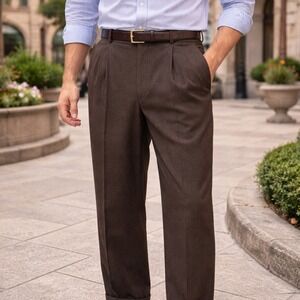 Hart Schaffner Marx Mens Pleated Wool Dress Pants Charcoal Gray Size 38